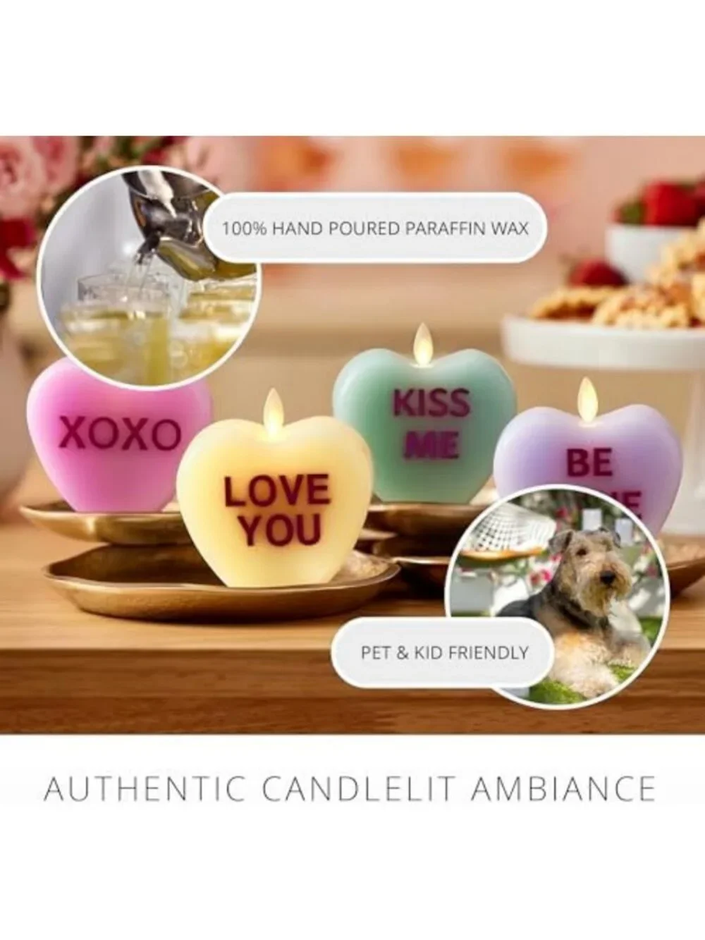 Flameless Romantic LED Candle - Heart Shaped Lemon Chiffon Decor for Valentine's